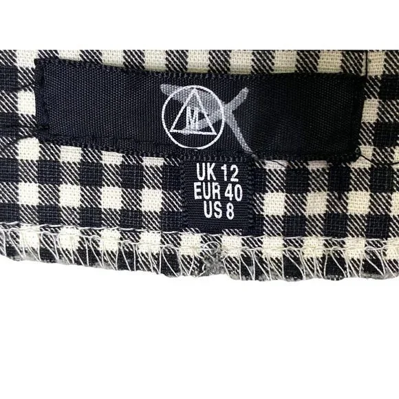 Missguided black white Gingham check plaid frill mini short skirt Size 8 - Picture 3 of 5